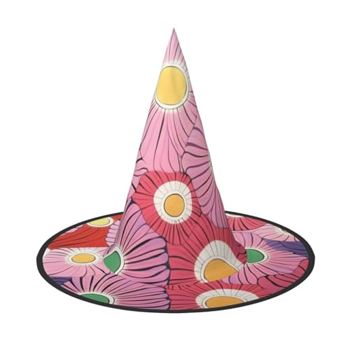 Halloween-Hexenhüte mit rosa Blumen, Hexenhut, Zaubererhut, Kostüm, Zubehör, Cosplay, für Party, Maskerade, faltbar, 2 Stück Halloween-Hexenhüte mit rosa Blumen, Hexenhut, Zaubererhut, Kostüm, Zubehör, Cosplay, für Party, Maskerade, faltbar, 2 Stück von HCVXBSA