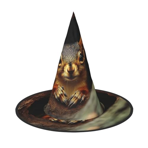 Niedliches Eichhörnchen-Halloween-Hexenhut, Hexen-Stirnbänder, Zaubererhut, Kostüm, Zubehör, Cosplay, für Party, Maskerade, faltbar, 2 Stück von HCVXBSA