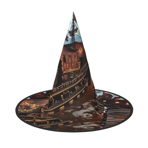 Piratenboot, Halloween, Hexenhüte, Hexen-Stirnbänder, Zaubererhut, Kostüm, Zubehör, Cosplay, für Party, Maskerade, faltbar, 2 Stück Piratenboot, Halloween, Hexenhüte, Hexen-Stirnbänder, Zaubererhut, Kostüm, Zubehör, Cosplay, für Party, Maskerade, faltbar, 2 Stück von HCVXBSA
