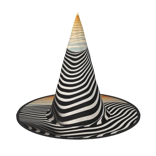 Psychedelische Halloween-Hexenhüte im Sonnenuntergang, Hexenhut, Zaubererhut, Kostüm, Zubehör, Cosplay, für Party, Maskerade, faltbar, 2 Stück von HCVXBSA