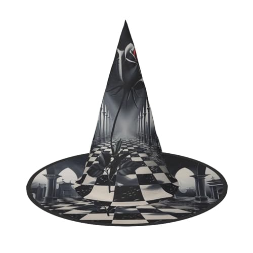 Schach und Rosen Halloween Hexen Hüte Hexen Stirnbänder Zauberer Hut Kostüm Zubehör Cosplay für Party Maskerade Faltbar 1 Schach und Rosen Halloween Hexen Hüte Hexen Stirnbänder Zauberer Hut Kostüm Zubehör Cosplay für Party Maskerade Faltbar 1 von HCVXBSA