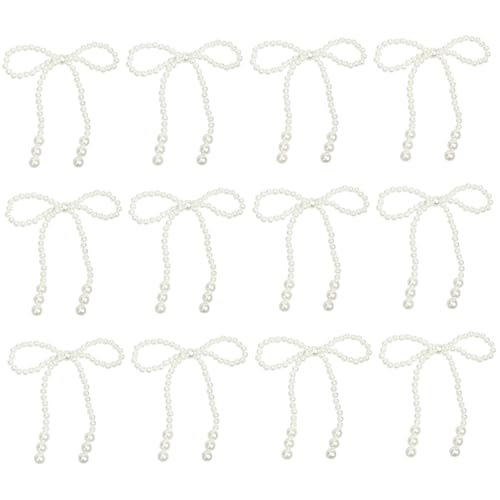 12pcs Bow Cake Topper, 4x4 elegante Kunstperlenbogen, Kuchendekorationen für Geburtstag Hochzeit Dance Ball Party DIY Accessoires, Weiß von HDBHSBE