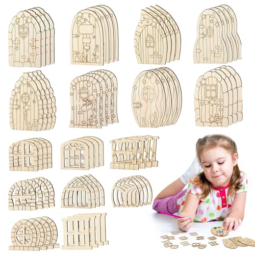 Dollhouse Door Kit enthält 64 -teilige Holzmärchen -Tür- und Dollhouse -Fenster Miniatur DIY Möbel Fairy Garden Accessoires für Decordollhouse Dollhouse Door Kit enthält 64 -teilige Holzmärchen -Tür- und Dollhouse -Fenster Miniatur DIY Möbel Fairy Garden Accessoires für Decordollhouse von HDBHSBE