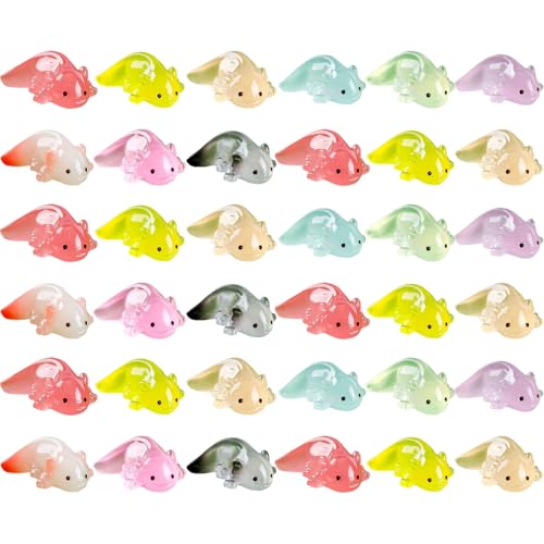 HDBHSBE 36pcs Mini Harz Axolotl, niedliche Axolotl Mini Harztiere, Tiere für DIY Craft Dollhouse Ornament Tank Dekor Geschenke, zufällige Farbe von HDBHSBE