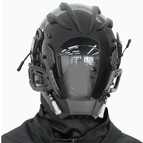HDBHSBE Cybermaske LED LEG Light Cyber Helm Techwear Futuristische Maske Gothic Halloween für Männer Cosplay Halloween Kostümzubehör Helm HDBHSBE Cybermaske LED LEG Light Cyber Helm Techwear Futuristische Maske Gothic Halloween für Männer Cosplay Halloween Kostümzubehör Helm von HDBHSBE
