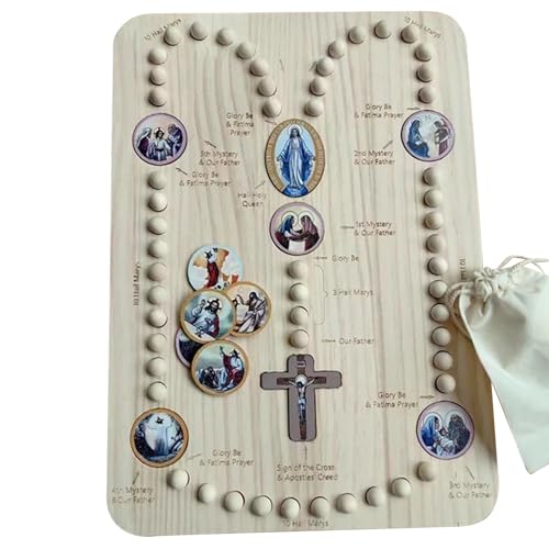 HDBHSBE Holzrosenkranzbrett, Cognitive Educational Prayer Board, mit 22 Mysteries -Karten & 54 Rosenkranz & 1 für Kinder, um die Konzentration während des Lernens zu verbessern HDBHSBE Holzrosenkranzbrett, Cognitive Educational Prayer Board, mit 22 Mysteries -Karten & 54 Rosenkranz & 1 für Kinder, um die Konzentration während des Lernens zu verbessern von HDBHSBE