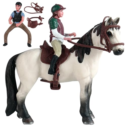 HDBHSBE Pferdesspielzeug Set, Pferd und Fahrzeugset Abnehmbarer Reiten Figuren Modell von HDBHSBE