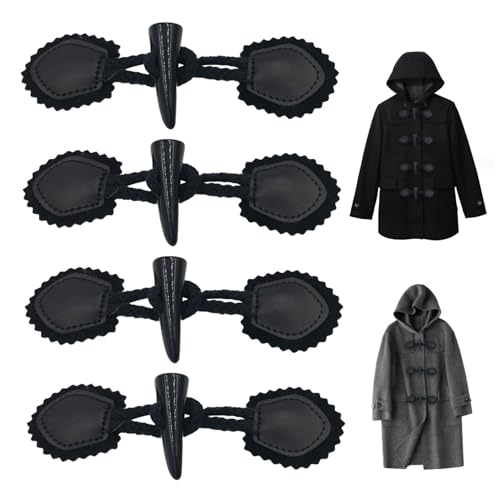 HDBHSBE Schalterknöpfe 4pcs PU Leder-Duffle-Mantelschicht, Vintage Sew-On-Schaltschließungen mit Harzhorn-Taste für Mantel Cape Cardigans Kleidung Tasten Ersatz Duffle HDBHSBE Schalterknöpfe 4pcs PU Leder-Duffle-Mantelschicht, Vintage Sew-On-Schaltschließungen mit Harzhorn-Taste für Mantel Cape Cardigans Kleidung Tasten Ersatz Duffle von HDBHSBE