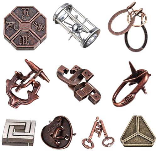 Twin Key Lock -Puzzle, 10pcs klassisches Metall -Lock -Puzzle, traditionelle Hirnteaser -Rätsel für Spiele, Entsperren von Verriegelungs -Hirnteaser -Spielzeuggeschenken für Erwachsene und Kinder von HDBHSBE