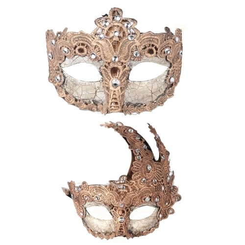 HDCRYSTALGIFTS 2er-Set Venezianische Karnevalsmasken für Paare - Elegante Champagner Glitzermasken mit Federn, Halloween Maskerade, Mardi Gras, Fasching, Kostümparty Accessoires Unisex HDCRYSTALGIFTS 2er-Set Venezianische Karnevalsmasken für Paare - Elegante Champagner Glitzermasken mit Federn, Halloween Maskerade, Mardi Gras, Fasching, Kostümparty Accessoires Unisex von HDCRYSTALGIFTS