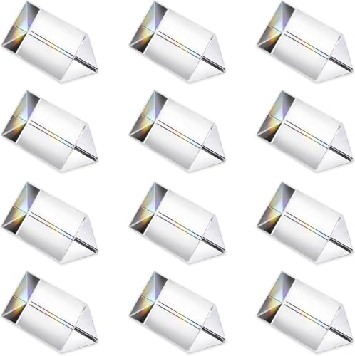 HDCRYSTALGIFTS Optisches Kristallglas-Dreiecksprisma, 50 mm, gleichseitiges Kristallprismen-Set für den Unterricht von Lichtspektrum, Physik, Fotofotografie, 12 Stück HDCRYSTALGIFTS Optisches Kristallglas-Dreiecksprisma, 50 mm, gleichseitiges Kristallprismen-Set für den Unterricht von Lichtspektrum, Physik, Fotofotografie, 12 Stück von HDCRYSTALGIFTS