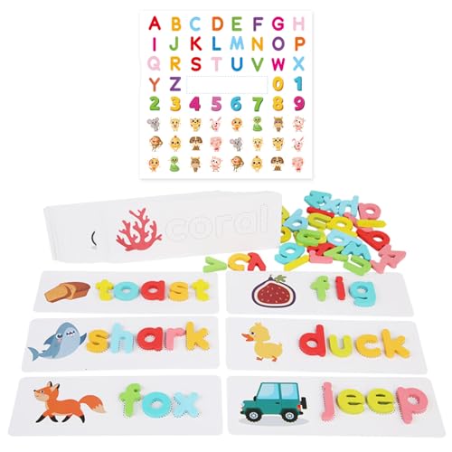 1 Satz Kognitiver Rechtschreibrätsel, 1 Cartoon-Aufkleber, Dreidimensionales Puzzlespielzeug, Kognitive Kartenbausteine, Pädagogische Puzzlespielzeuge, Lehrmittel Für Das Lernen Im Vorschulalter von HDGSAFD