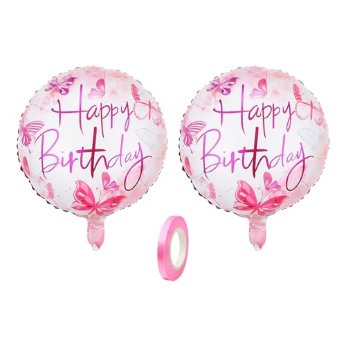 2 Geburtstagsballons, 1 Rolle Band, Runde Folienballons, Mädchen-Geburtstagsballons, Party-Dekorationsballons, Foto-Requisiten 2 Geburtstagsballons, 1 Rolle Band, Runde Folienballons, Mädchen-Geburtstagsballons, Party-Dekorationsballons, Foto-Requisiten von HDGSAFD
