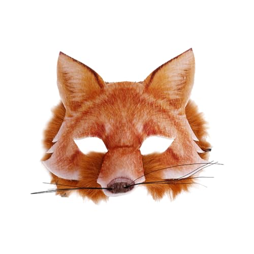 HDGSAFD 1 Stück Fuchsmaske, Tiermaske, Pelzmaske, Kostümmaske für Erwachsene, realistische Maske, Tier-Verkleidungszubehör, Rollenspiel-Requisite für Party, Bankett oder Tanz (orange) von HDGSAFD