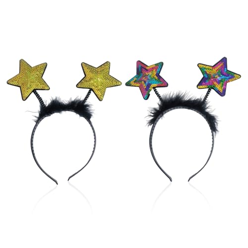 HDGSAFD 2 Stücke Fünffacher Sternenstirnband, Paillettenstirnband, Kreatives Stirnband, Rollenspielzubehör, Party-Stirnband, Kleidungszubehör. von HDGSAFD