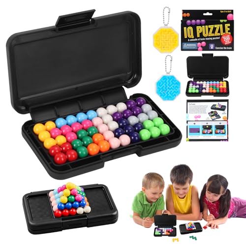 IQ Puzzle, IQ Spiele mit 200 Herausforderungen, 2D 3D Smart Games ab 6, Logikspiele ab 6 Jahre mit 2 Stück 3D Labyrinth-Spielzeug, IQ Puzzler für Kinder und Erwachsene von HDHGXUJRD