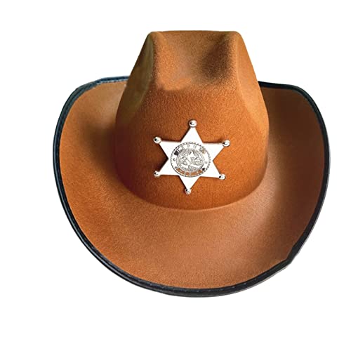 HDKEAN Sechszackiger Stern Cowgirl-Hut für Frauen - Party, Raves, Halloween - Braun, Unisex-Erwachsene, ca. 58–60 cm von HDKEAN
