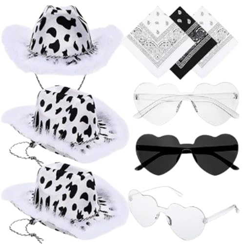 HDOYTXXM 9Set/Pack Adult Heart Sonnenbrille+Cashew Kerchief+Cowboyhut Set Karneval Sonnenschutz Für Erwachsene Cowboyhut Mit Kuhdruck HDOYTXXM 9Set/Pack Adult Heart Sonnenbrille+Cashew Kerchief+Cowboyhut Set Karneval Sonnenschutz Für Erwachsene Cowboyhut Mit Kuhdruck von HDOYTXXM