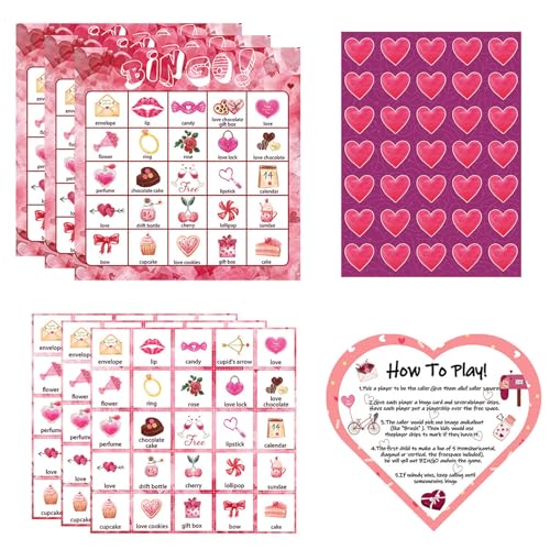 HDOYTXXM Bingo Karten Valentinskarten 24 Spieler Valentinstag Bingo Spielkarte Für Schule Klassenzimmer Party Kartenspiele HDOYTXXM Bingo Karten Valentinskarten 24 Spieler Valentinstag Bingo Spielkarte Für Schule Klassenzimmer Party Kartenspiele von HDOYTXXM