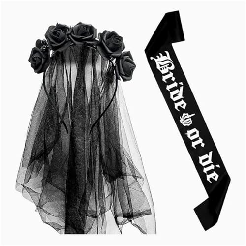 HDOYTXXM Bridal Sash Bridal Rose Hair Hoop Halloween Dekorative Schärpe Rollenspiele Kostüm Proms Party Live Show Kopfbedeckung von HDOYTXXM