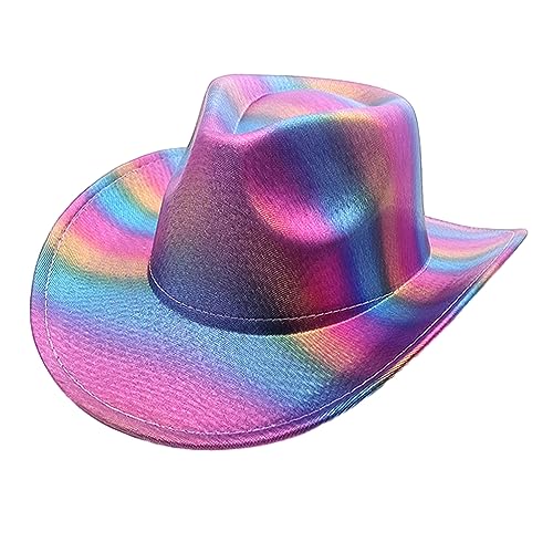 HDOYTXXM Cowgirl Hat Shining Rainbow Western Verträumte Regenbogen Ritterhut Foto Requisiten Für Bühnentanzshows von HDOYTXXM