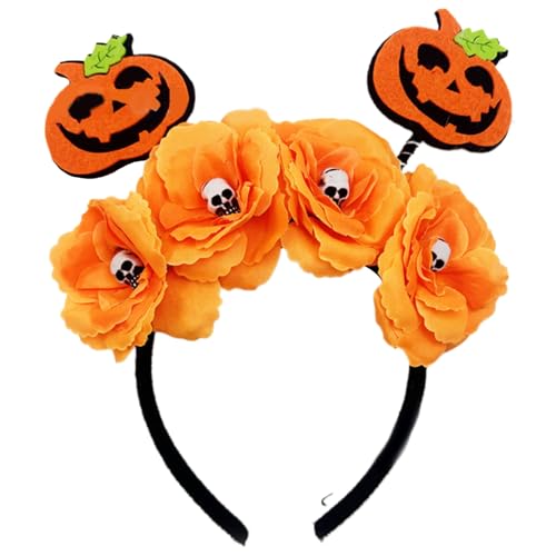 HDOYTXXM Halloween Stirnband Dark Series Blumenkürbis Haarband Punk Schädel Headhoop Party Haare Dekore Urlaub Festival Kopfstück von HDOYTXXM