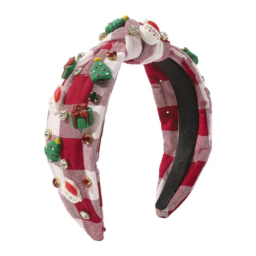 HDOYTXXM Weihnachtsplaids Stirnband Ästhetik Strasshaarhaarhoop Festival Kopfschmuck Knotete Hairband Französisch Stil Kopfbedeckung von HDOYTXXM