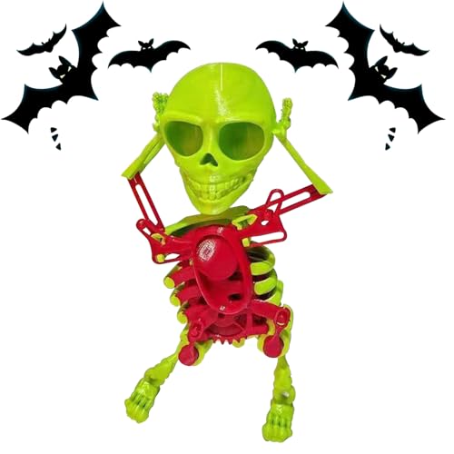 HDQQEU Aufziehspielzeug Halloween 3D Tanzendes Skelett, Lustig Wind Up Figur, Totenkopf Uhrwerk Spielzeug Zur Schreibtischdekoration Und Zum Stressabbau (Grün) von HDQQEU