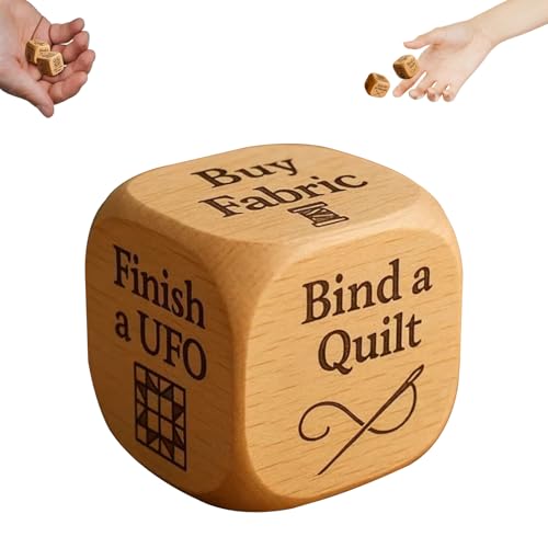Quilters Dice, Quilter Würfel Handmade Wooden Quilter’s Decision Dic Mit 6 Gravierten Aufgaben Für Nähbegeisterte (A, 1 STK) von HDQQEU