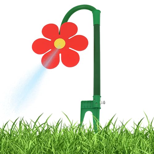 Rasensprinkler Tanzende Blume, Crazy Daisy Sprinkler, 360° Rotate Lawn Sprinkler, Funny Dancing Daisy Sprinkler Mit Adapter FüR GartenbewäSserung, Spielende Kinder (Rot) von HDQQEU