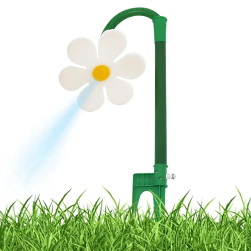 Rasensprinkler Tanzende Blume, Crazy Daisy Sprinkler, 360° Rotate Lawn Sprinkler, Funny Dancing Daisy Sprinkler Mit Adapter FüR GartenbewäSserung, Spielende Kinder (Weiß) von HDQQEU
