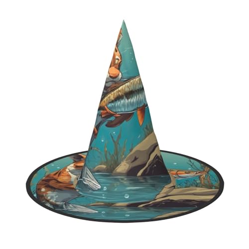 Abstrakter Wilder Tierjagd Fisch Druck Halloween Hexenhut Zauberer Hut für Partys Perfektes Accessoire für Kostüme Urlaub Party von HDSKFNS