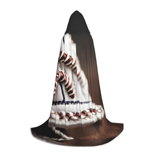 Baseball-Umhang mit Spitze, Nahaufnahme, Druck, Halloween, Kapuzenumhang, Maskerade, Cosplay-Kostüm, Unisex, Hexenmantel mit Kapuze, Schwarz, Large von HDSKFNS