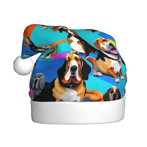 Beagle-Muster, Weihnachtsmütze, Weihnachtsmannmütze, Kostüm, Zubehör für Weihnachten, Neujahr, Urlaub, Party, Kopfbedeckung Beagle-Muster, Weihnachtsmütze, Weihnachtsmannmütze, Kostüm, Zubehör für Weihnachten, Neujahr, Urlaub, Party, Kopfbedeckung von HDSKFNS