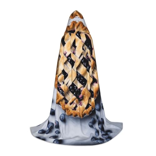 Blueberry Pie 01 Print Halloween Kapuzenumhang Maskerade Cosplay Kostüm Unisex Hexe Robe Umhang mit Kapuze Umhang, Schwarz, Medium von HDSKFNS