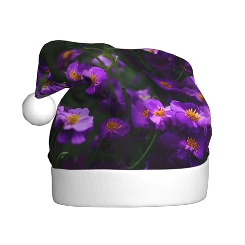 Blühende lila Blüten Weihnachtsmütze, Weihnachtsmannmütze, Kostüm, Zubehör für Weihnachten, Neujahr, Urlaub, Party, Kopfbedeckung Blühende lila Blüten Weihnachtsmütze, Weihnachtsmannmütze, Kostüm, Zubehör für Weihnachten, Neujahr, Urlaub, Party, Kopfbedeckung von HDSKFNS