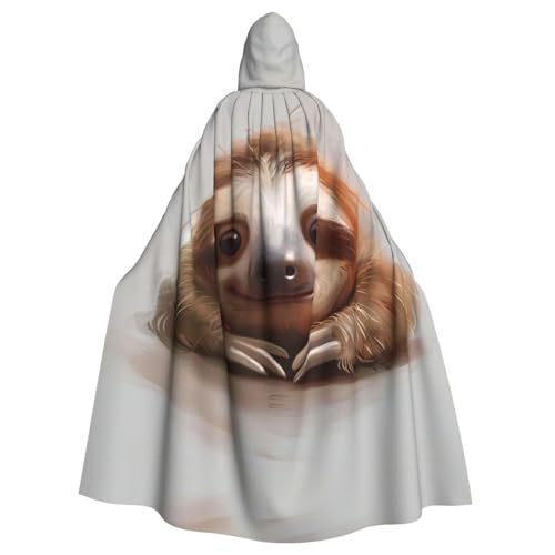 Entzückender Faultier-Druck, Halloween-Kapuzenumhang für Damen und Herren, Hexenumhang, Robe, Karneval, Cosplay, Kostüm, Partys, Schwarz von HDSKFNS