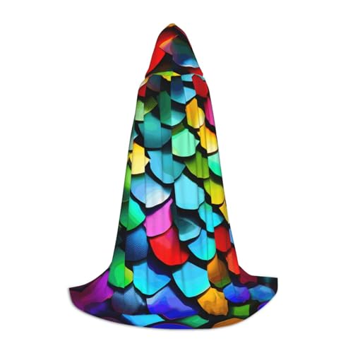 Farbenfroher Regenbogen-Druck, Halloween-Kapuzenumhang, Maskerade, Cosplay-Kostüm, Unisex, Hexenmantel mit Kapuze, Schwarz, Medium Farbenfroher Regenbogen-Druck, Halloween-Kapuzenumhang, Maskerade, Cosplay-Kostüm, Unisex, Hexenmantel mit Kapuze, Schwarz, Medium von HDSKFNS