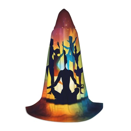 Gymnastik-Spiel-Druck, Halloween, Kapuzenumhang, Maskerade, Cosplay-Kostüm, Unisex, Hexenmantel mit Kapuze, Umhang, Schwarz, Large von HDSKFNS