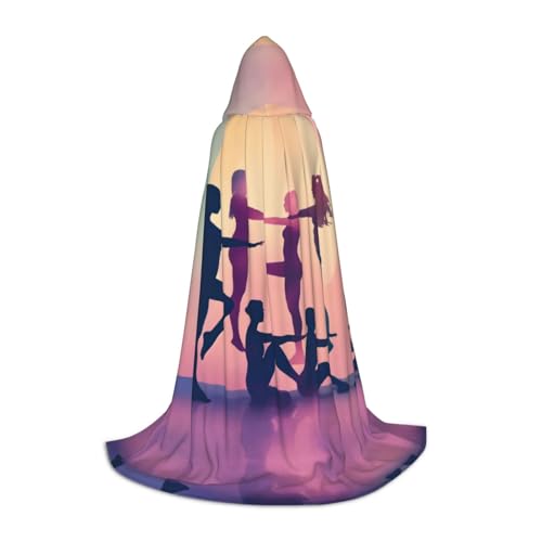 Gymnastik-Spiel-Druck, Halloween, Kapuzenumhang, Maskerade, Cosplay-Kostüm, Unisex, Hexenmantel mit Kapuze, Umhang, Schwarz, Small von HDSKFNS