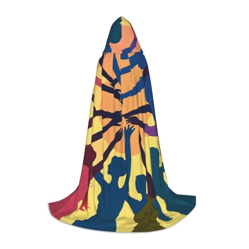 Gymnastik-Spiel-Druck, Halloween, Kapuzenumhang, Maskerade, Cosplay-Kostüm, Unisex, Hexenmantel mit Kapuze, Umhang, Schwarz, Small von HDSKFNS