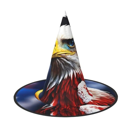 HDSKFNS Amerikanischer Weißkopfseeadler Druck, Halloween-Hexenhut, Zaubererhut für Partys, perfektes Accessoire für Kostüme, Urlaubsparty von HDSKFNS