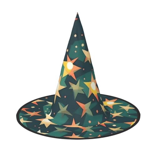 HDSKFNS Atomic Stars Retro Muster Druck Druck Halloween Hexenhut Zauberer Hut für Partys Perfektes Accessoire für Kostüme Urlaub Party von HDSKFNS