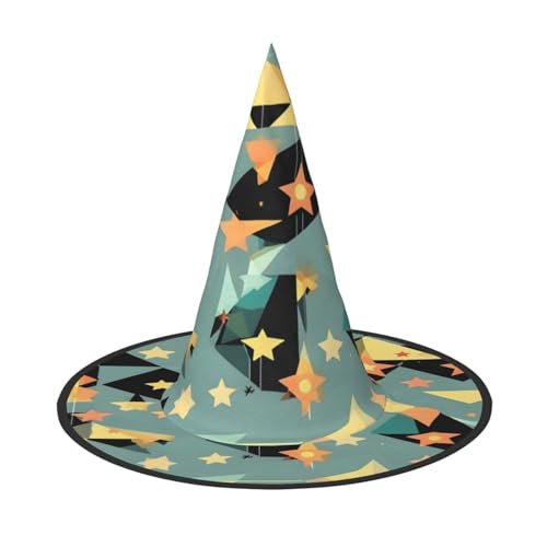 HDSKFNS Atomic Stars Retro Muster Druck Halloween Hexenhut Zauberer Hut für Partys Perfektes Accessoire für Kostüme Urlaub Party HDSKFNS Atomic Stars Retro Muster Druck Halloween Hexenhut Zauberer Hut für Partys Perfektes Accessoire für Kostüme Urlaub Party von HDSKFNS