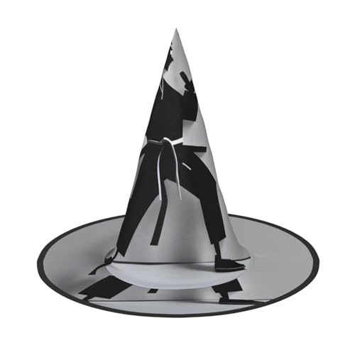 HDSKFNS Beeindruckender Karate-Männer-Druck, Halloween-Hexenhut, Zaubererhut für Partys, perfektes Accessoire für Kostüme, Urlaubsparty von HDSKFNS