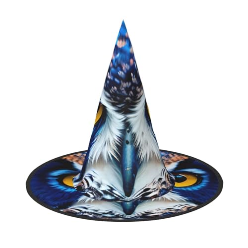 HDSKFNS Blaue Eule 1 Druck Halloween Hexenhut Zauberer Hut für Partys Perfektes Accessoire für Kostüme Urlaub Party von HDSKFNS