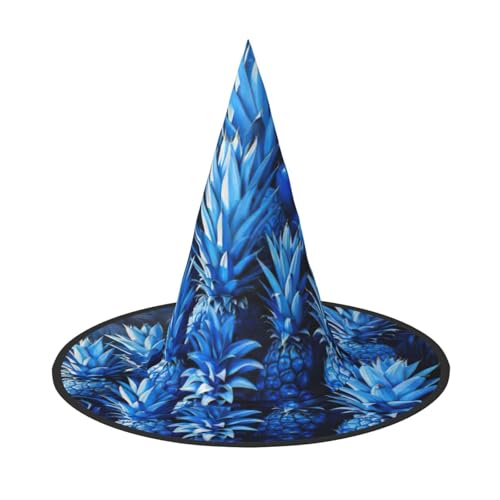 HDSKFNS Blauer Ananas-Druck, Halloween-Hexenhut, Zaubererhut für Partys, perfektes Accessoire für Kostüme, Urlaubsparty von HDSKFNS