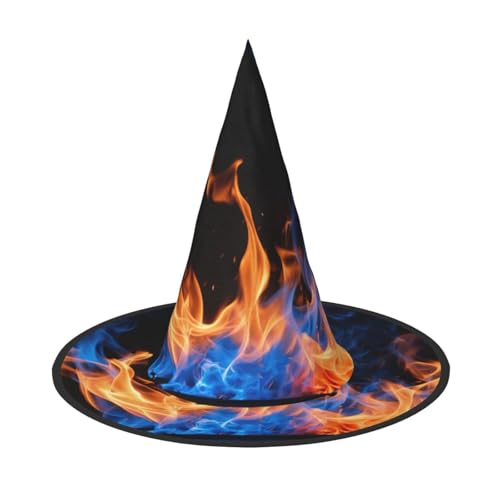 HDSKFNS Blauer Flamme Druck Halloween Hexenhut Zauberer Hut für Partys Perfektes Accessoire für Kostüme Urlaub Party HDSKFNS Blauer Flamme Druck Halloween Hexenhut Zauberer Hut für Partys Perfektes Accessoire für Kostüme Urlaub Party von HDSKFNS