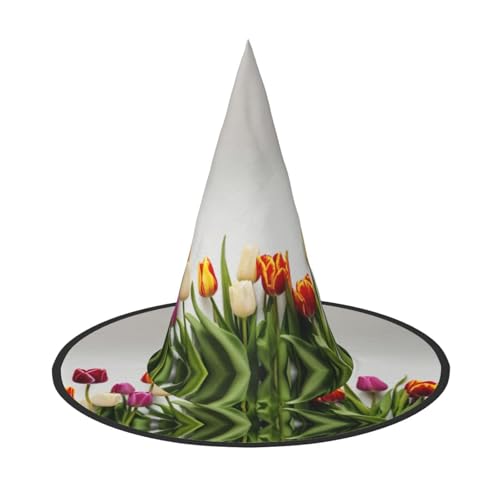 HDSKFNS Bunter Tulpenaufdruck, Halloween-Hexenhut, Zaubererhut für Partys, perfektes Accessoire für Kostüme, Urlaubspartys HDSKFNS Bunter Tulpenaufdruck, Halloween-Hexenhut, Zaubererhut für Partys, perfektes Accessoire für Kostüme, Urlaubspartys von HDSKFNS