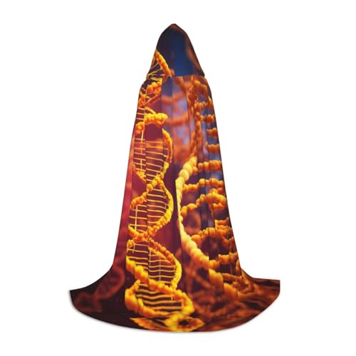 HDSKFNS DNA-Kette, Foto-Druck, Halloween, Kapuzenumhang, Maskerade, Cosplay-Kostüm, Unisex, Hexenmantel mit Kapuze, Umhang, Schwarz, Small von HDSKFNS